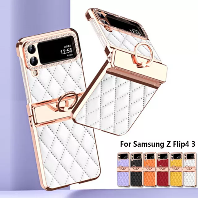 Coque Cuir Etui Antichoc Pour Samsung Galaxy Z Flip5 Flip4 Flip3 Diamant Support