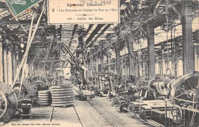 Cpa 51 Epernay Les Ateliers Du Chemin De Fer De L'est Atelier Des Roues