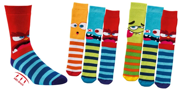Calze da Casa ABS Calzini con Cotone per Bambini IN 3er Pacco," Lustige Monster