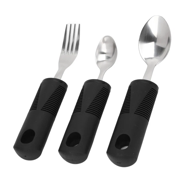 3 pz utensili adattivi in acciaio inox manico in gomma larga antishaki GF0
