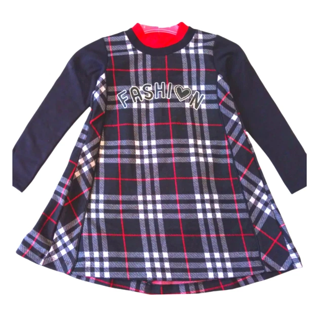 Abito Natalizio Per Bambina Elegante Da Festa  A Quadri Vestito Bimba Anni Melby