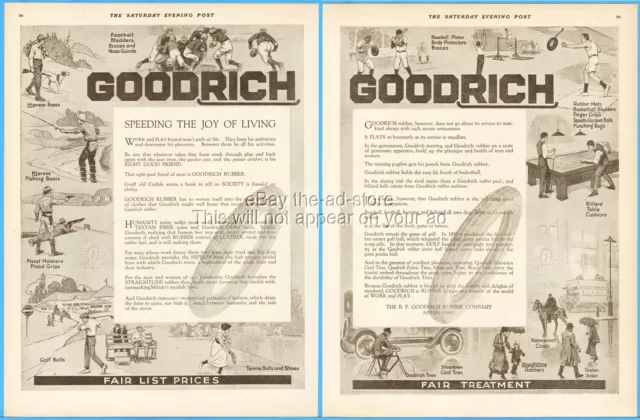 1917 B F Goodrich Rubber Co Akron OH Joy of Living Golf Balls Fishing Boots Ad