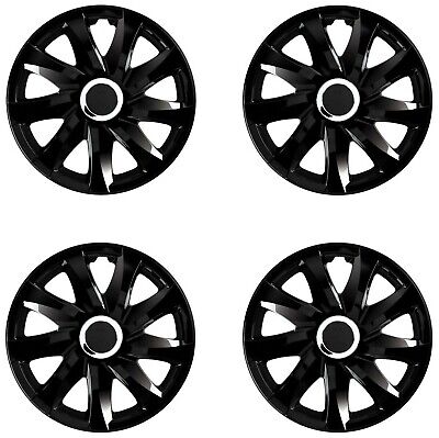 14" Hubcaps Wheel Covers Trims 14 inch Set of 4 Black Solid ABS Plastic Trim UK