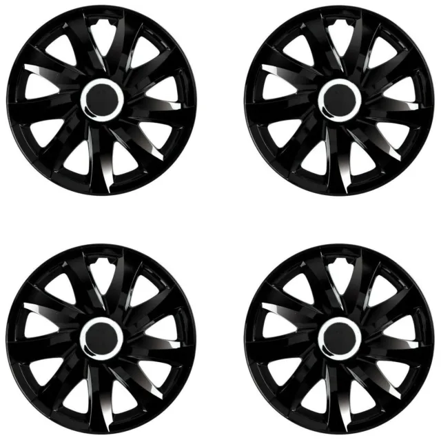 15" Hubcaps Wheel Covers Trims 15 inch Set of 4 Black Durable ABS Plastic Trim