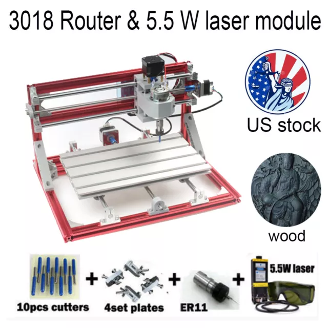 3018 CNC Machine Router 3Axis Engraving PCB Wood Carving DIY Milling Kit Red US