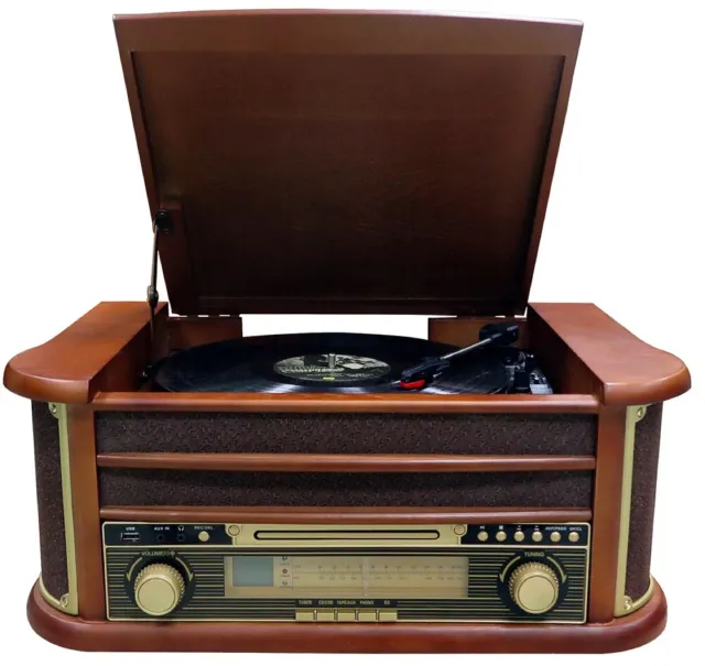 Nostalgia wood music system | compact system | retro stereo system | turntable
