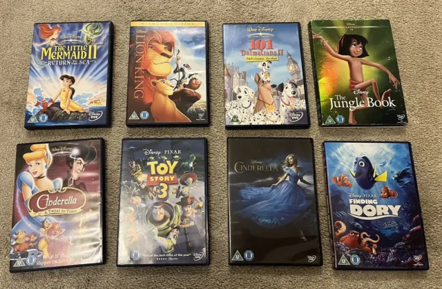 8 Disney DVD Bundle 101 Dalmations 2 Jungle Book Lion King Cinderella Toy Story3