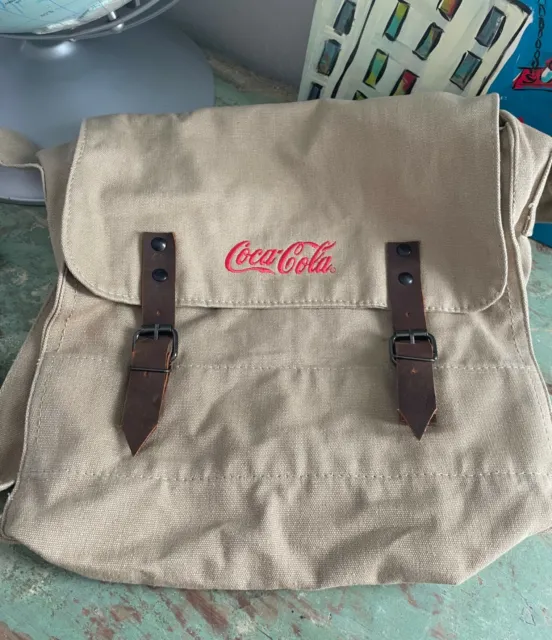 Coca Cola Coke Messenger Bag by Rothco Canvas Leather Straps Advertising