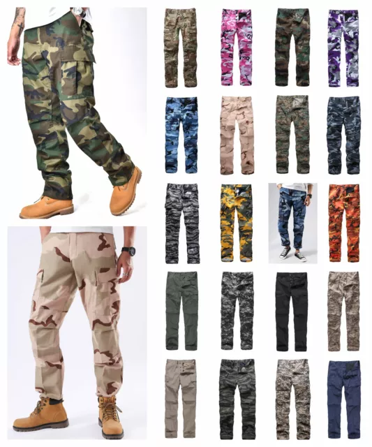 Mens Casual Camouflage Cargo Pants Military Army Combat BDU Pants