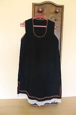 19C. Antique Bulgarian Folk Art Embroidered Traditional Costume Light Wool