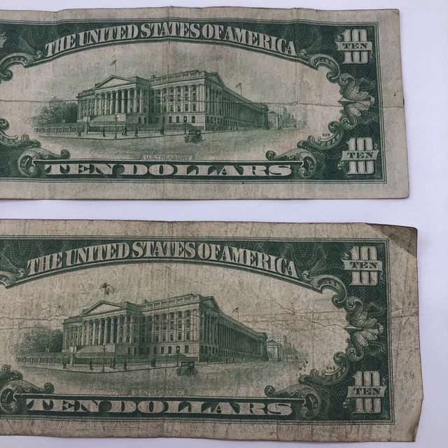 1934 A & 1934  $10 Ten Dollar Silver Certificate Note Blue Seal 8
