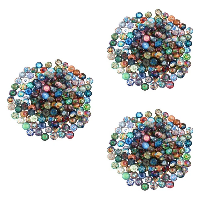 3 Sets Flat Back Cabochons Dome Mandolin Glass Cabochons Crafts Supplies