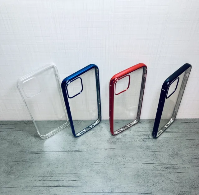 Lot Of 180 Clear Slim Cases For iPhone 12 and 12 Pro 6.1 - Trimmed In 4 Colors