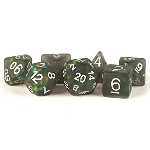 ICY Opal 16mm Resin Poly Dice Set: Black with Silver Numbers (US IMPORT)
