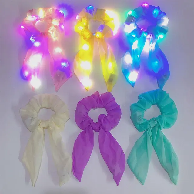 LED Light Up Headwear Tinsel Ribbon Headbands Luminous Party> L1L1