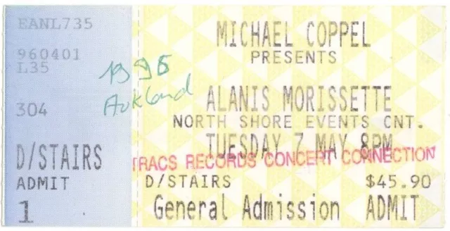 Alanis Morissette - Altes Konzert-Ticket Auckland vom 07.05.1995 - Siehe Bild