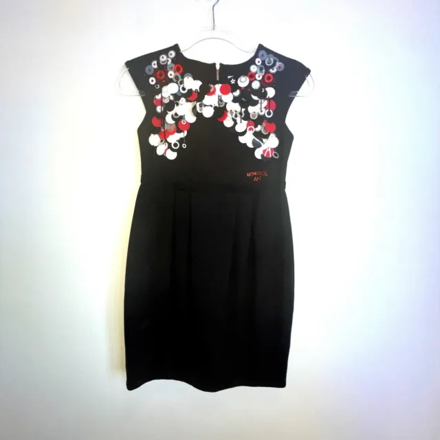 Mimisol Sz 12 Girls Black Jersey Embellished Shift Dress Italian Designer Label