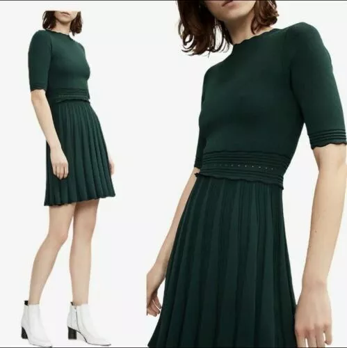 TED BAKER LONDON Dorlean Scallop Trim Knit Skater Dress Size 2