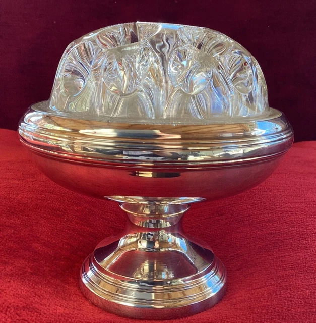 Lot De 2 Confituriers / Beurriers - Cristal Et Métal Argenté - Style Classique - Occasion