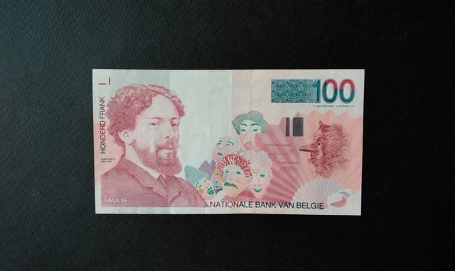 Billet De 100fr Belge James Ensor En Très Bon État, Craquant D'origine, 0...