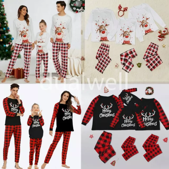 Christmas Pyjamas Women Men Kids Xmas Family Matching Nightwear PJs Sets Gift~