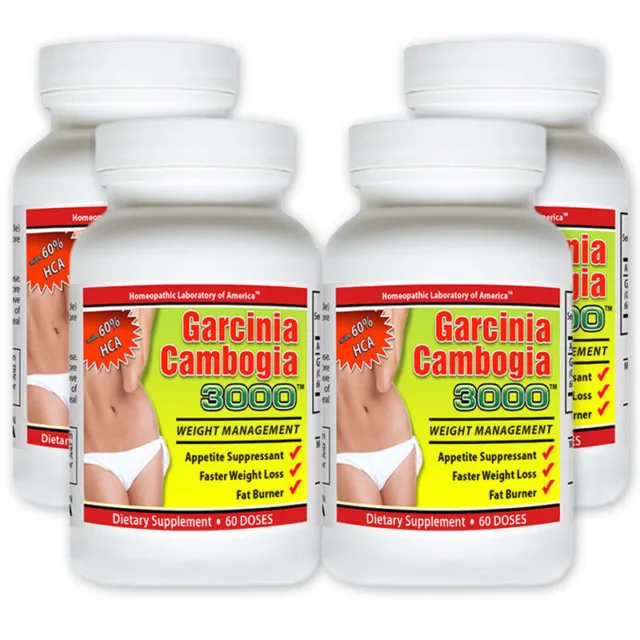 4 Pack PURE Garcinia Cambogia Extract Natural Weight Loss HCA Diet FAT BURN