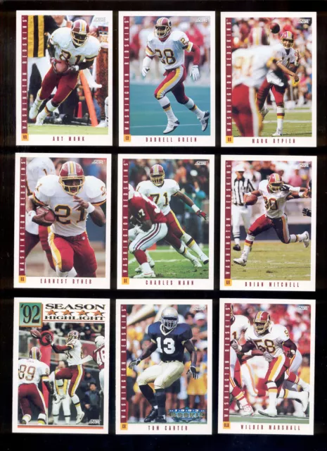 1993 Score Washington Redskins Set MARK RYPIEN ART MONK DARRELL GREEN MITCHELL