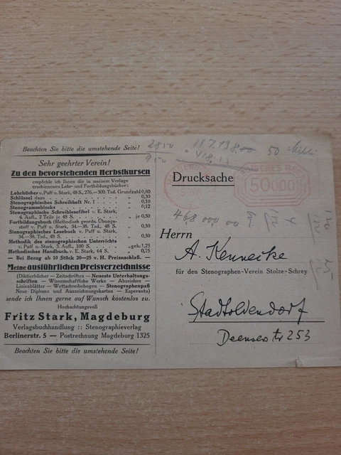 Postkarte Drucksache Deutsches Reich