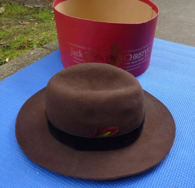 Jack Wills By Christys Benford Brown Trilby Hat Size Small / Medium  RRP £98 VGC