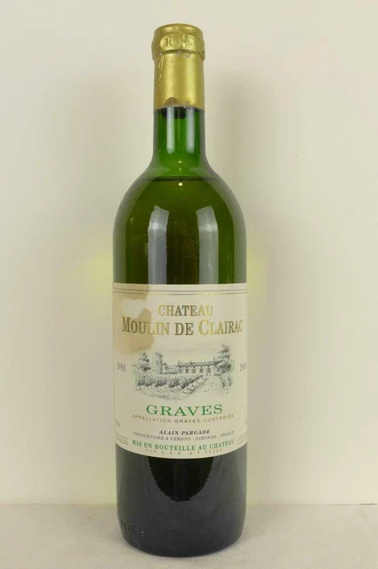 graves château moulin de clairac blanc 1990 - bordeaux