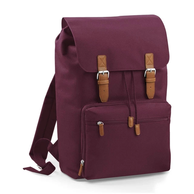 Burgundy Vintage Laptop Bag Backpack Rucksack Case School Work College Briefcase