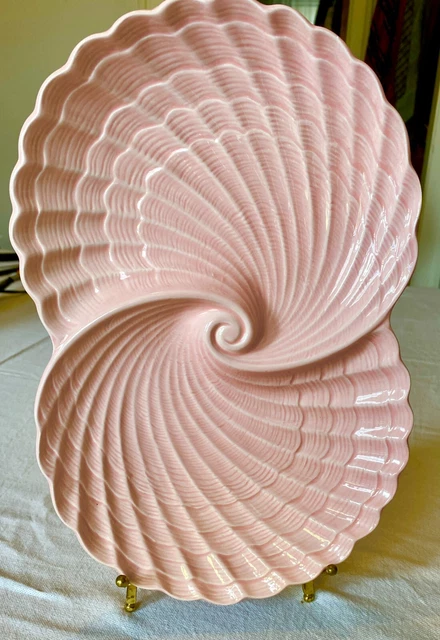 MCM Shafford Original Blush Pink Ceramic Sea Shell Oyster Platter EC!!