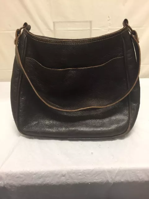 Vintage DKNY Womens Brown Leather Purse Shoulder Bag Shopper Tote