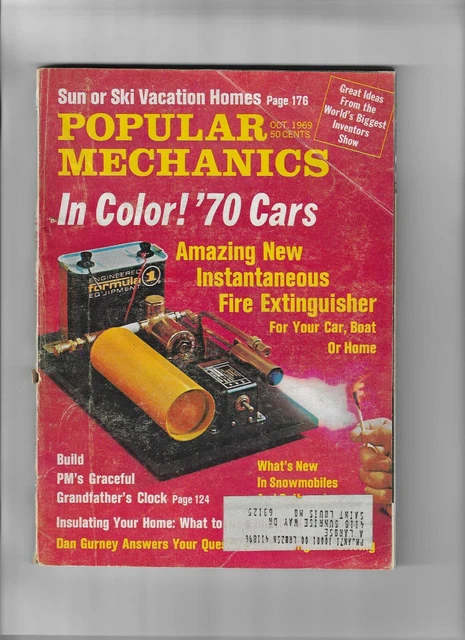 POPULAR MECHANICS OCTOBER 1969 / Build Grandfather Clock / 1970's Cars