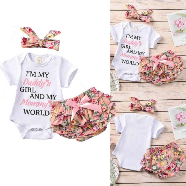 Newborn Baby Girl Outfits Romper Jumpsuit Tutu Pants Headband Clothes Set
