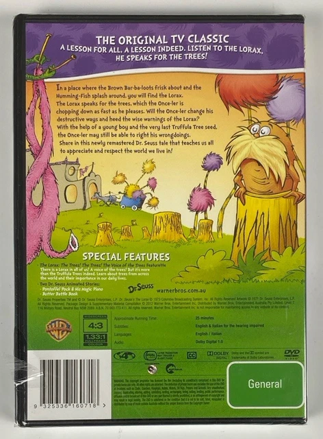 THE LORAX DVD 1972 TV Show Series Animation Childrens Kids Family ...