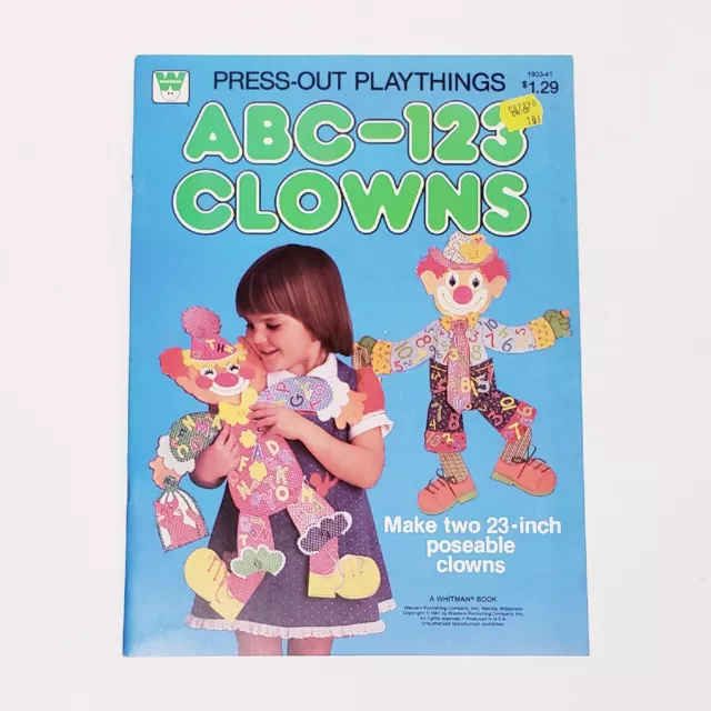 VTG 1981 ABC-123 Clowns Press-Out Golden Book #1933-41 Paper Doll Die-cut