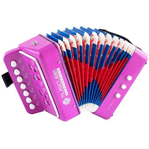 Kid Accordion 10 Keys Small Accordion Musical Instrument for home Light Purple