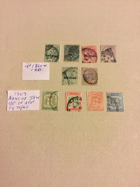 Jamaica  Stamps Qv 1860/1886 Issues X6 & 1903 Arms Of Jamaica X4. Used/Hinged