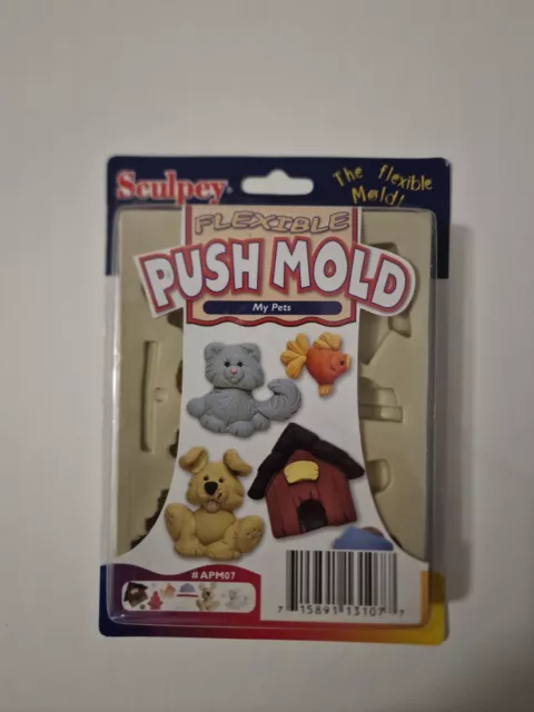 Sculpey flexible push mold My Pets - cat, dog, fish House #apm07 new clay putty