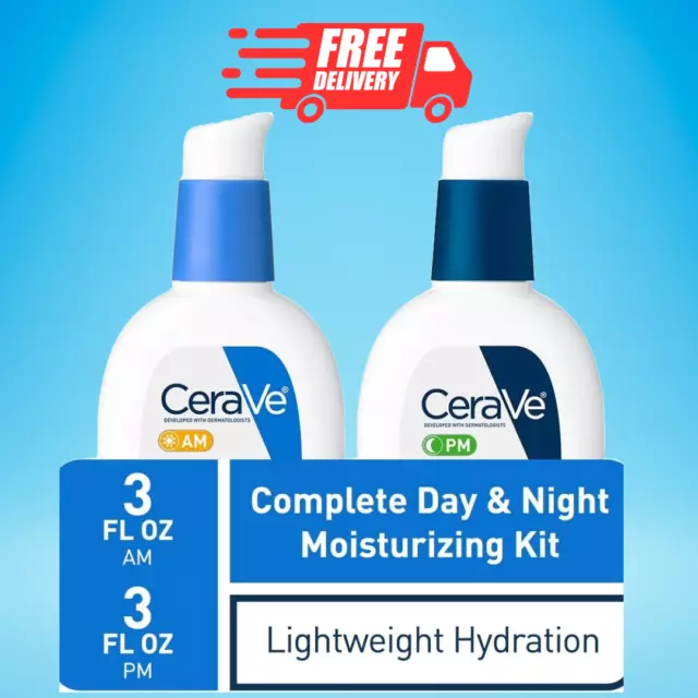 CeraVe AM/PM Facial Moisturizing Lotion Skin Care Set Ultra Lightweight (3 oz). 2