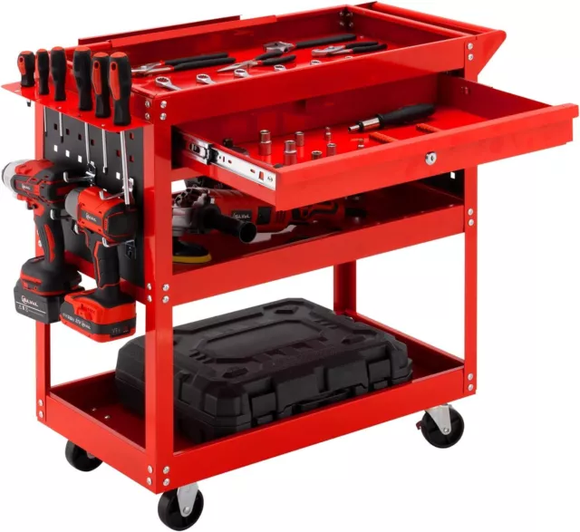 3 Tier Rolling Tool Cart, 330 LBS Capacity Heavy Duty Utility Cart, Industrial