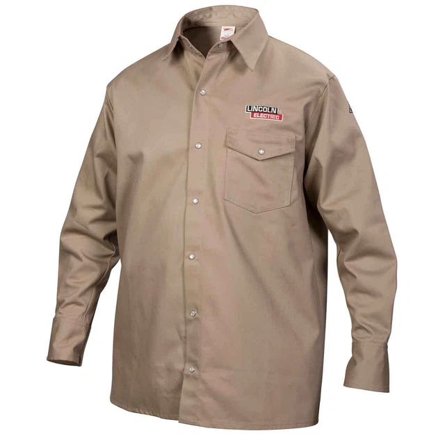 Lincoln Electric K3382-XL Khaki FR Welding Work Shirt X-Large