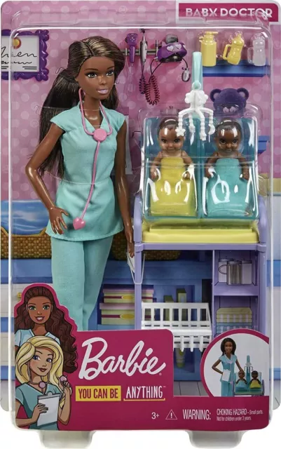 Barbie Métiers coffret poupée Pédiatre brune avec cabinet médical, deux bébés et