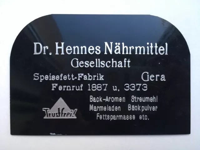 Schild Reklame Hennes Nährmittel Gesellschaft Speisefett Fabrik Gera Werbung