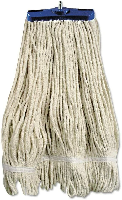 Mop Head, Lie-Flat Head, Cotton Fiber, 24oz, White, 12/Carton (BWK824C)