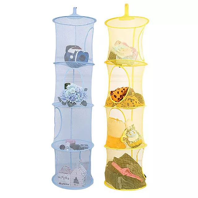 4-Tier Kids Compartment Mesh Net Hanging Storage Toy Bedroom Organizer BathroEC