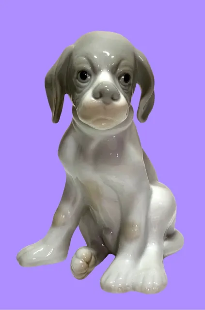 Vintage 70s Porcelain Boxer Puppy Dog Figurine Neutrals Minimalist Japan