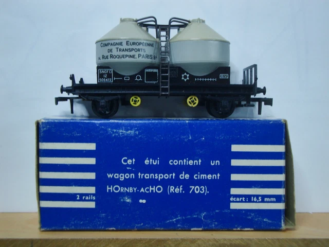 703 / 7030 HORNBY FRANCE HO / 4 WAGONS TRANSPORT DE CIMENT