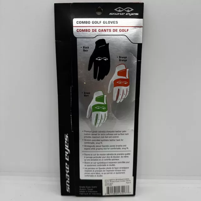 Snake Eyes Combo Golf Glove Right Hand Size Small White Orange Left Handed 2